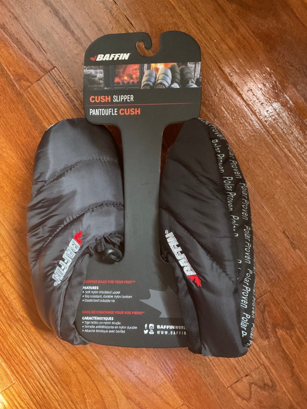 BAFFIN CUSH SLIPPER WOMENS SIZE 5/6 BLACK CAMPING LAKE
